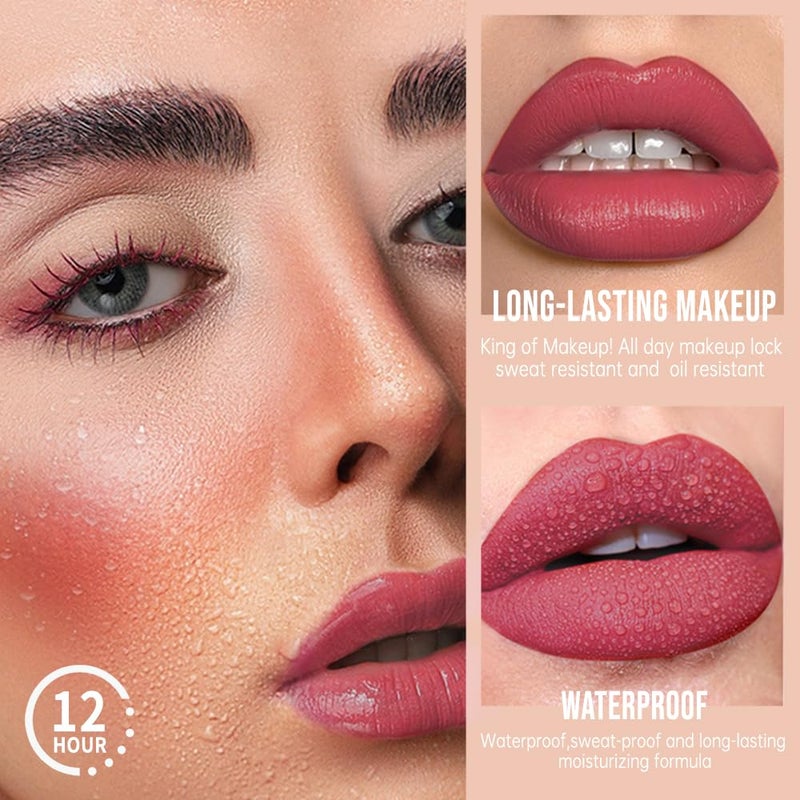 Hxssll Matte Lip Stain – High Pigment Non-Transfer Matte Liquid Lipstick, Long-Lasting Waterproof Smudge-Proof Lip Color, Lightweight Comfortable Velvet Finish Lip Tint 02#（5PCS） - Image 3